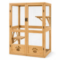 Jaula de madera con malla metálica para gatos de 175x80x60cm