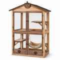 Jaula de madera y malla para gatos con hamaca y plataformas 100x60x150 cm