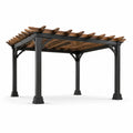 Pérgola Rectangular de Acero y Madera Marrón/Negro 300x300 cm