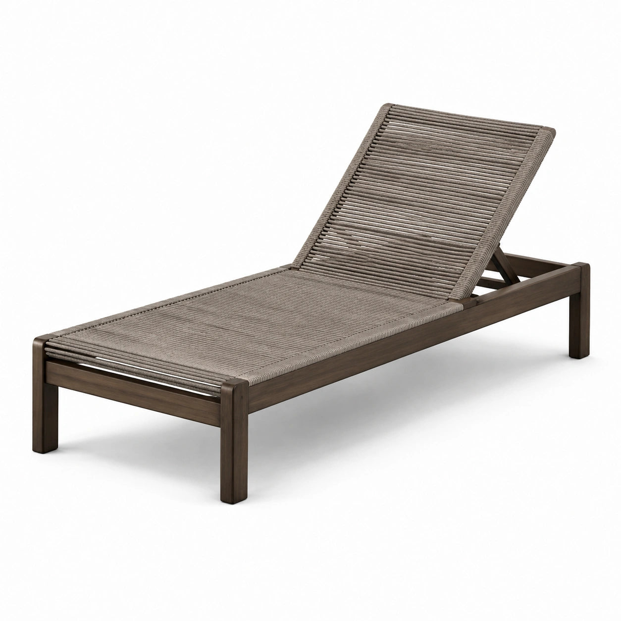 Tumbona de madera de acacia y cuerda de poliéster marrón para exterior