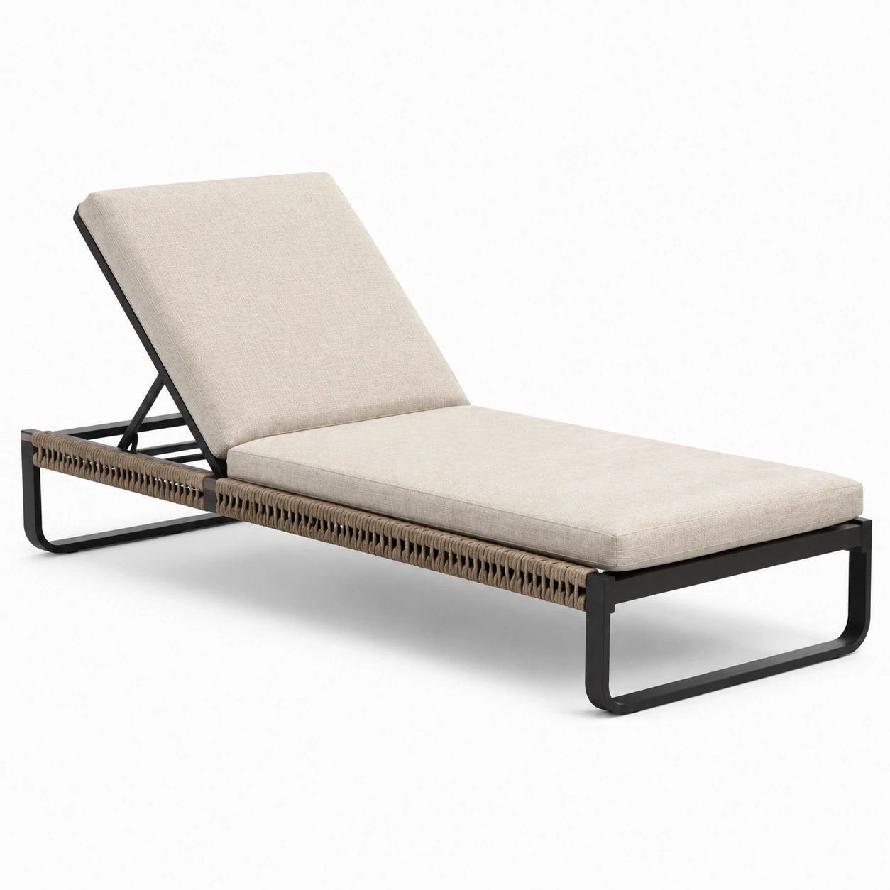 Tumbona de aluminio y cuerda sintética ajustable beige 200x70x35 cm
