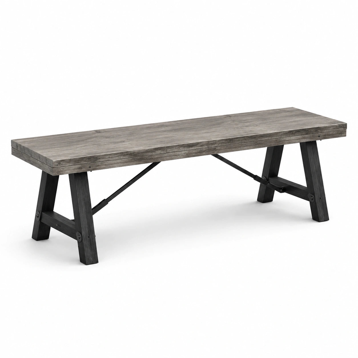 Banco de madera y metal gris 150x40x45 cm
