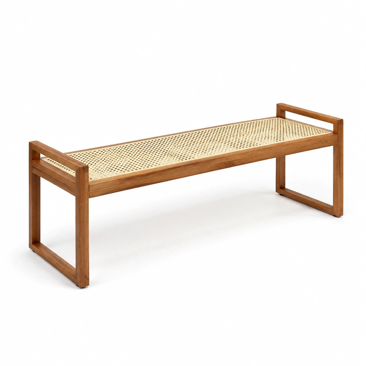 Banco de madera de teca y ratán 160 cm