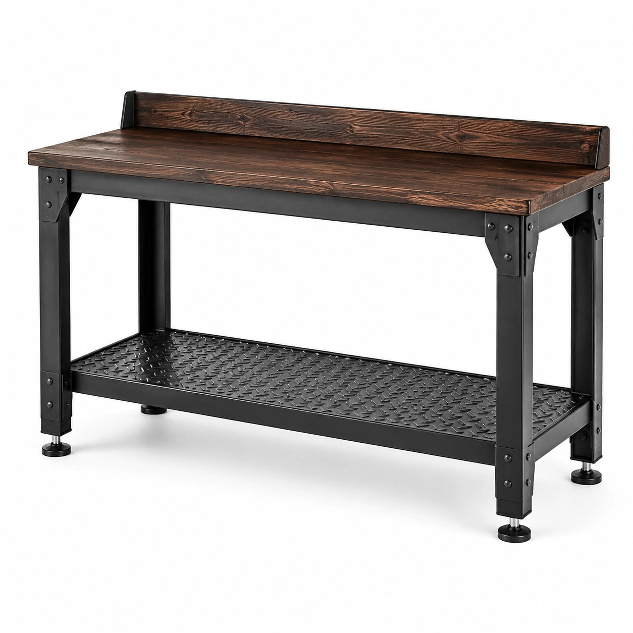 Banco de trabajo de madera y acero con estante antideslizante 120x50x90 cm