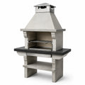 Barbacoa de cemento con parrilla de acero inoxidable y campana galvanizada, gris, 180 cm