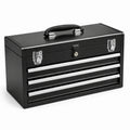 Caja de herramientas de acero negro con 4 cajones y cerradura