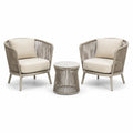 Conjunto de jardín con sillas de cuerda de poliéster y mesa de aluminio, beige